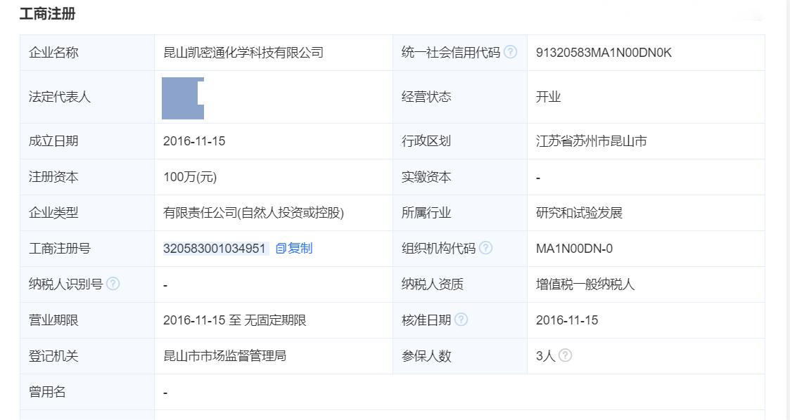 昆山凱密通化學(xué)科技有限公司成立啦